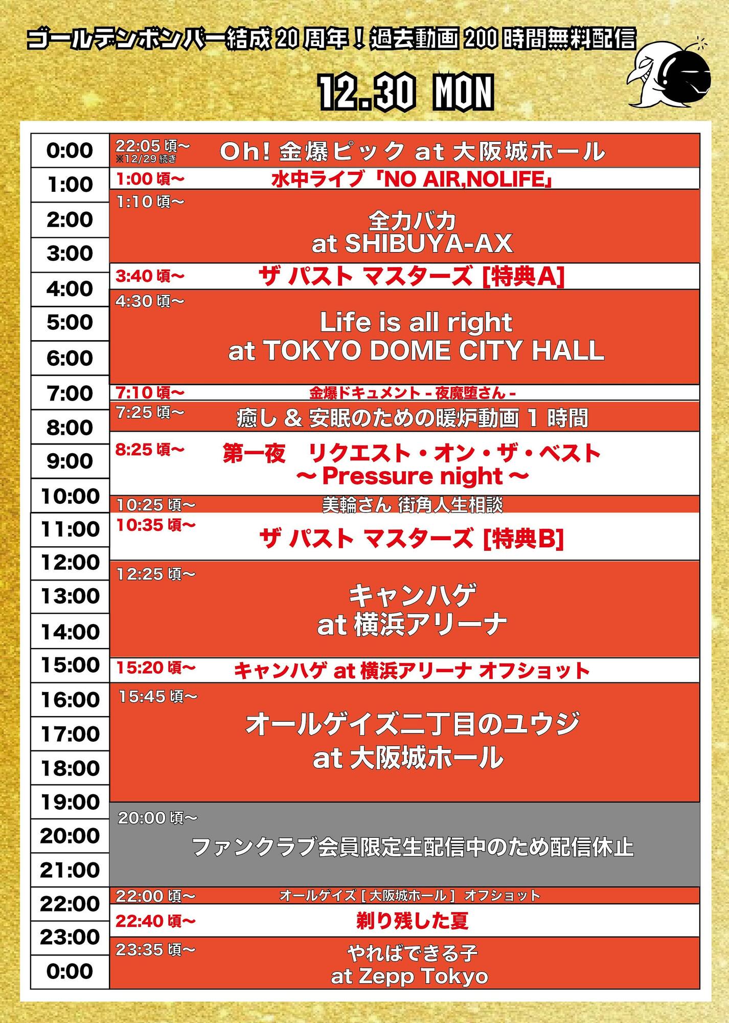 ゴールデンボンバー結成20周年！過去動画200時間無料配信 | ゴールデン